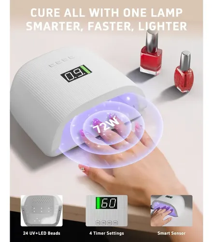 Lámpara Uv Led Meremit 72w Recargable Para Uñas Con Sensor