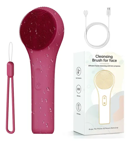Cepillo De Masaje Facial Con Rodillo Vibratorio Para Limpiez Rose Red