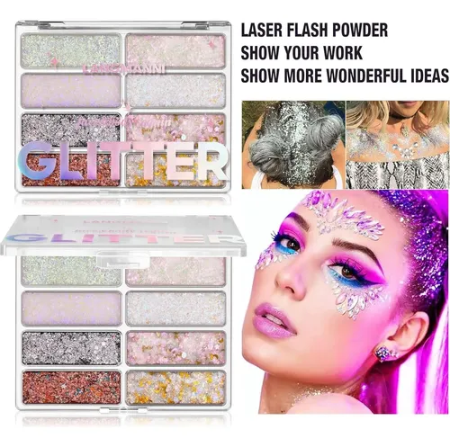 Paleta De Brillos Cuerpo Y Rostro Langmanni 8 Colores
