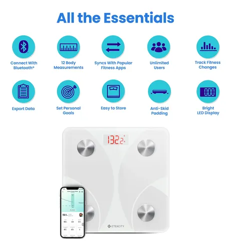 Báscula De Baño Digital Inteligente Etekcity 180 Kg