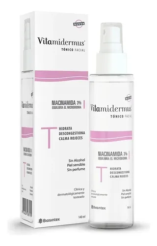 Tónico Facial Vitamidermus Niacinamida 3% 140ml Hidratante Sin Alcohol
