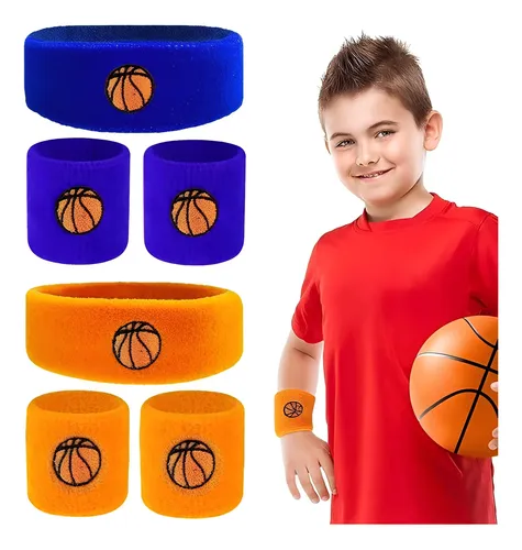 Kit 4 Muñequeras + 2 Cintas Pelo Infantiles, Algodón,