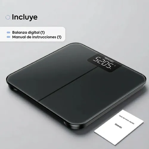 Balanza Digital Con Bluetooth Personal De Baño Peso Corporal 180 Kg Diseño Minimalista Femmto