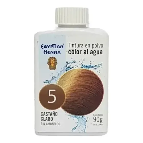 Tintura En Polvo Egyptian Henna Color Al Agua Pote 90g Tono Nº5 Castaño Claro