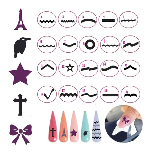 50 Stencil Surtidos Para Decoracion De Uñas Lefemme