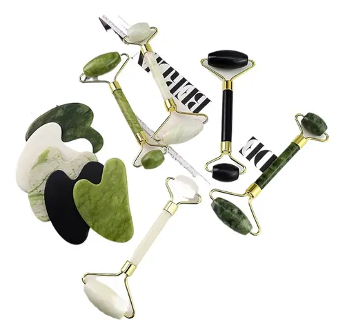 Rodillo De Masaje De Jade Y Tabla Gua Sha