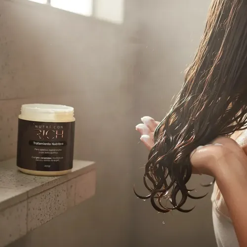 Máscara Rich Cova Tratamiento Nutrición Apto Método Curly Anti Frizz Baño De Crema Rulos Ondas Y Afro