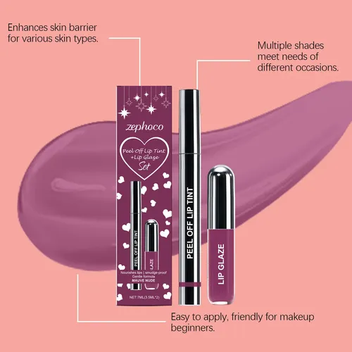 Set De Delineador Y Brillo Labial Despegables De Color Rojo