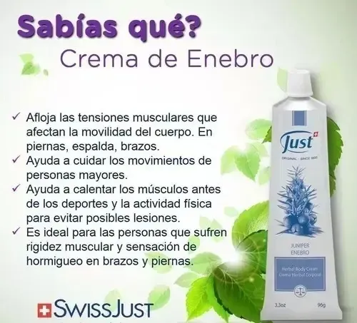 Crema De Enebro Swiss Just 96g Masajes Corporal