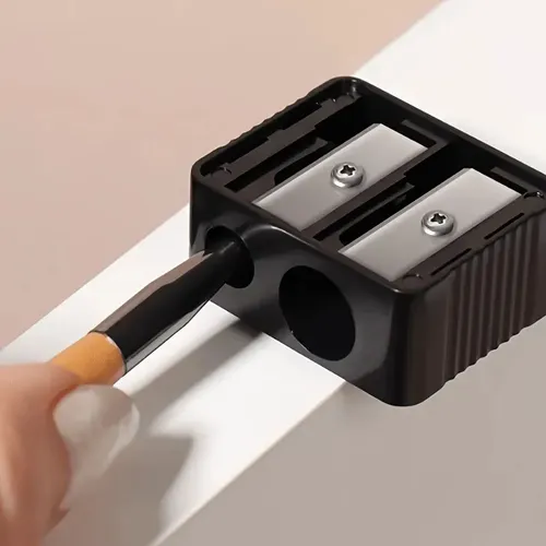 Sacapuntas De Maquillaje De Cejas Portátil Con Doble Orifici Negro