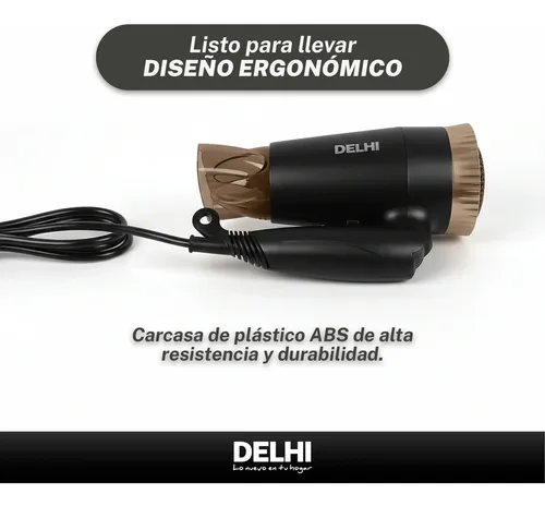 Secador De Pelo 1600w Iónico Delhi 3 Velocidades Compacto