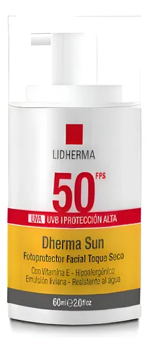 Lidherma Protector Solar Toque Seco Facial 50fps Liviano