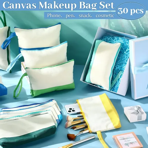 Bolsas De Maquillaje Silkfly De Lona De Algodón, 30 Unidades