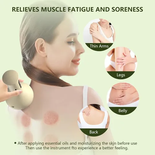 Masajeador Gin Gua Y 10 Modos Portátiles, 9 X 2 Cupping Sha Beige