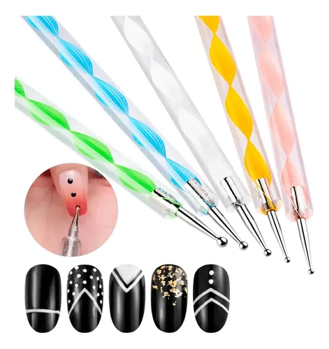 Kit 10 Herramientas Para Uñas Con Pinceles Y Dotting