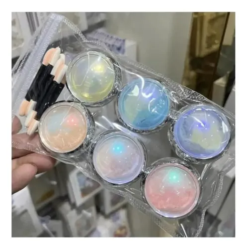 Polvo Efecto Luna Para Decoración De Uñas X6 Frascos 6pcs