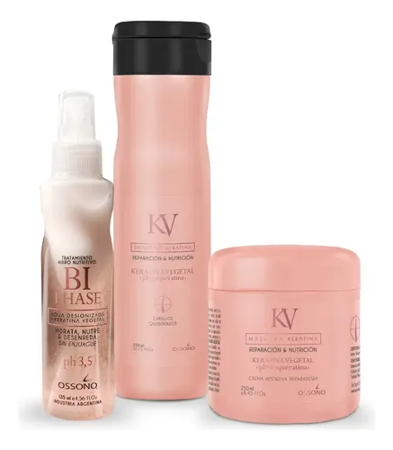 Keratina Ossono Shampoo Mascara Bifase Phiface Combo Kit  Crema