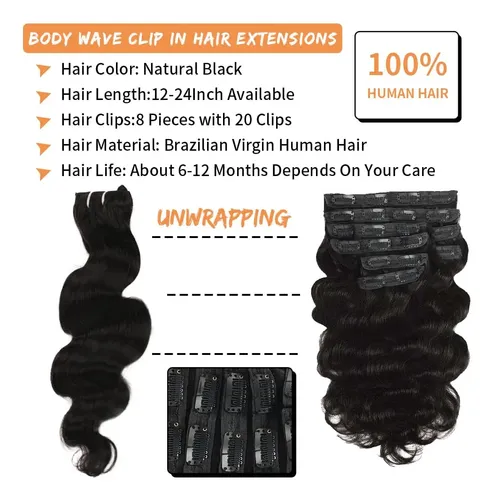 Extensiones Cabello Onda 30cm Negro Natural