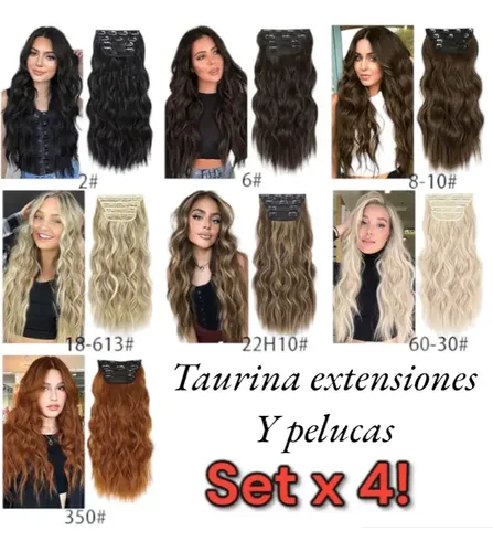 Extensiones De Cabello Set 4 Piezas Simil Natural Importado