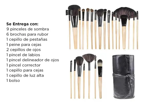 Set Brochas De Maquillaje Profesional x24 Unidades + Estuche Gadnic