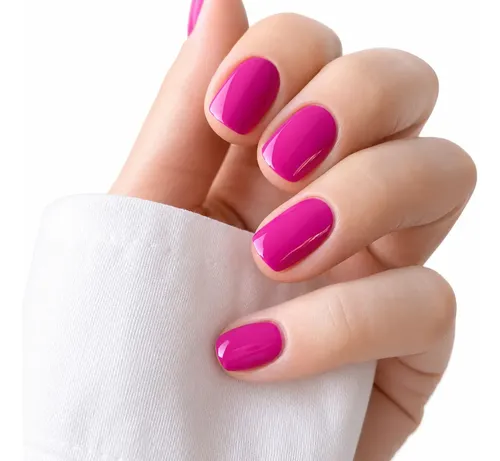 Uñas Press On Cortas Veluna Soft Gel Redondeadas Reutilizables – Fucsia Oscuro