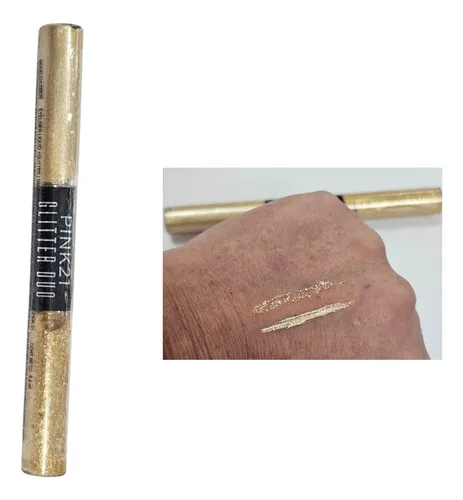 Delineador Glitter Duo Pink 21 Metalico Con Pincel Fino