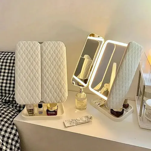 Espejo Led Triple Maquillaje Belleza Con Aumentos
