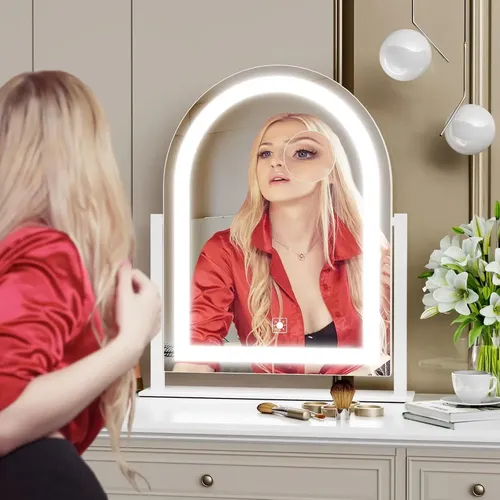 Espejo Maquillaje Led Blanco Grande Con Luz Y Aumento