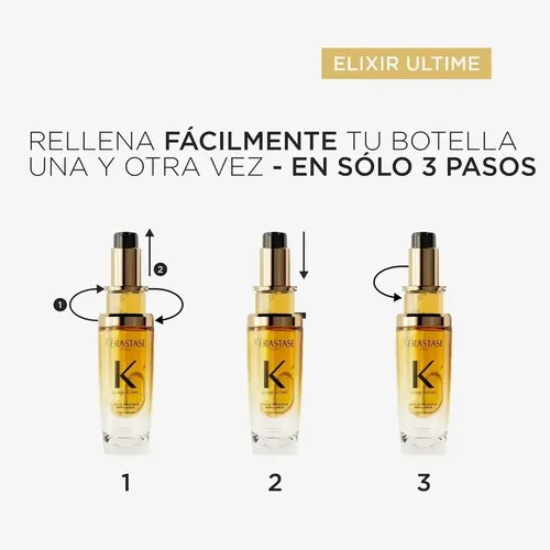Aceite Capilar Repuesto con Nutrición, Brillo Intenso, Antifrizz y Protección Térmica, Elixir Ultime, Kérastase, 75ml