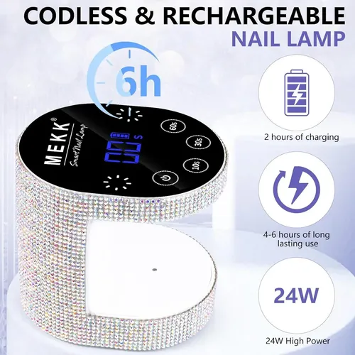 Lámpara De Uñas Led Uv Mekk Mini 24w Inalámbrica Blanca