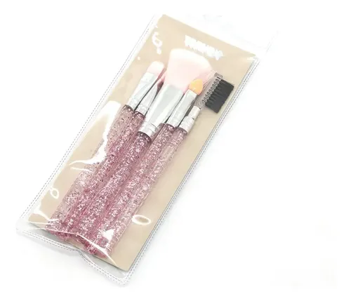 Set Brochas Trendy Make Up 5 Unidades Maquillaje Rosa