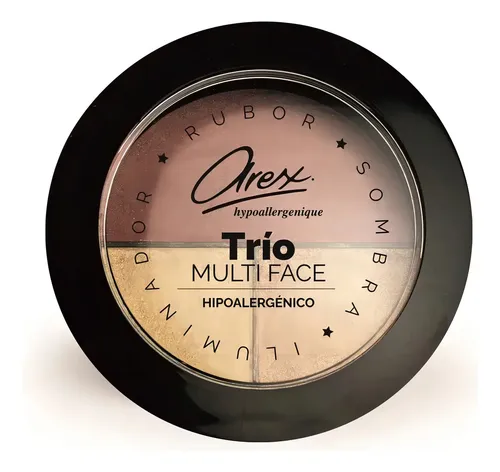 Polvo Facial Arex Trio Multiface Sombra+ Rubor+ Iluminador Tono Del Maquillaje Sombra