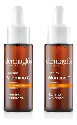 Pack X2 Dermaglós Serum Vitamina C Facial 25 Ml Todo Tipo De Piel Día/noche