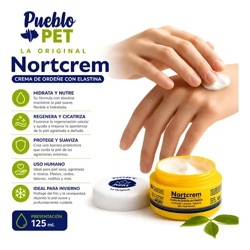 Crema De Ordeñe Nort Con Elastina Hidratante Mascota 125ml