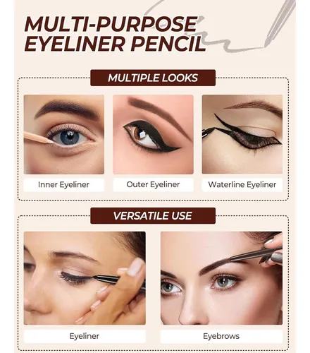 Lápiz De Eyeliner Negro Retráctil Sumeitang Con Plantilla