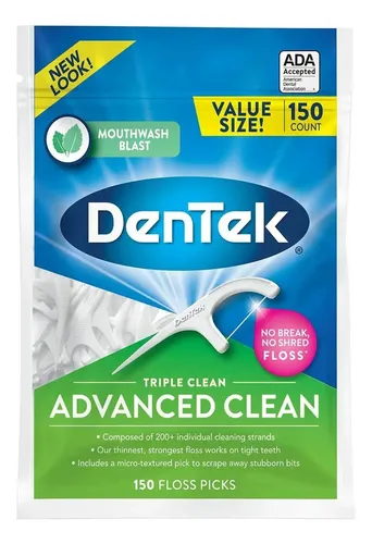 Hilo Dental Flosser Dentek Advanced Clean Con Mango Limpieza Profunda 150 Unidades