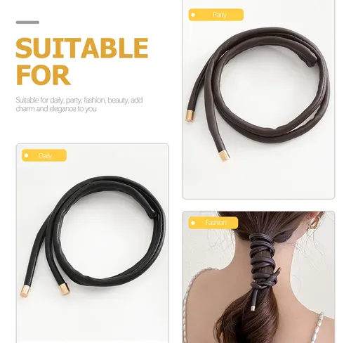 Elegante Juego De 2 Diademas De Cuero Para El Pelo, Perfecto