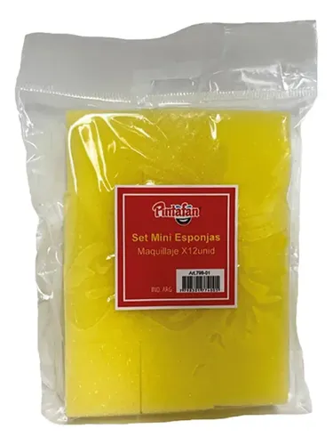 Set 12 Esponjas Pintafan Maquillaje Artistico Color Amarillo Tamaño De La Esponja 3×3
