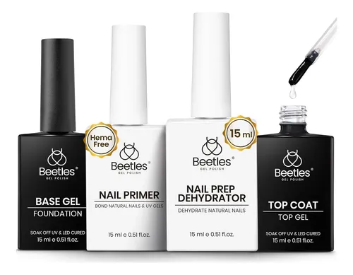 Beetles Kit Base Y Top Gel Con Deshidratante De Uñas Y