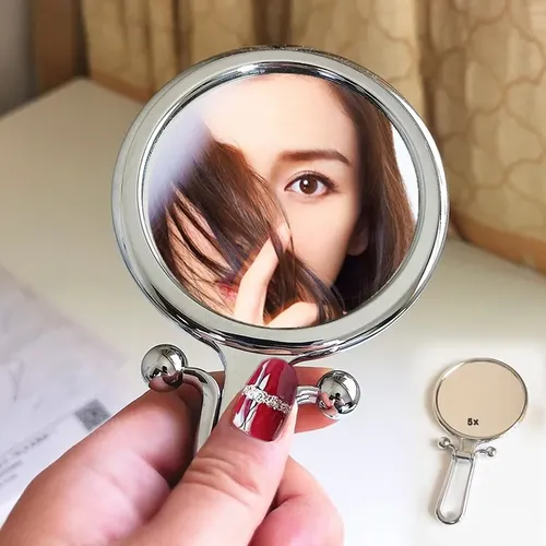 Espejo De Mano Portátil Para Maquillaje Con Luz De Aumento D