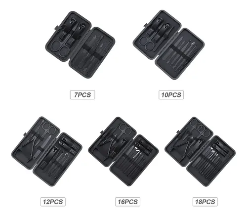 D Set De 18 Piezas Y Pedicura Con Funda – Kit De Acero Zx