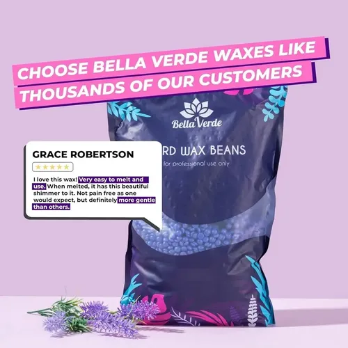 Kit Depilación Cera Dura Bella Verde 2.2 Lb Lavanda