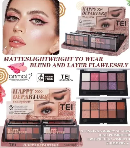 Paleta 10 Sombras Ojos Mixtas Happy Departure By Tei Make Up Color Modelo 1