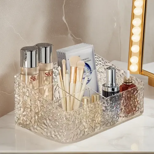 Organizador Maquillaje Cosmeticos Belleza 6 Compartimientos Transparente