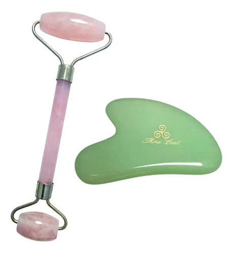 Rodillo Facial Jade Verde Masajeador Drenaje Linfático