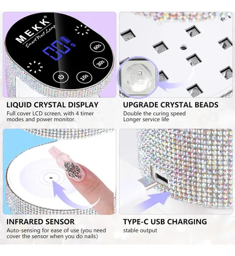 Lámpara De Uñas Led Uv Mekk Mini 24w Inalámbrica Blanca
