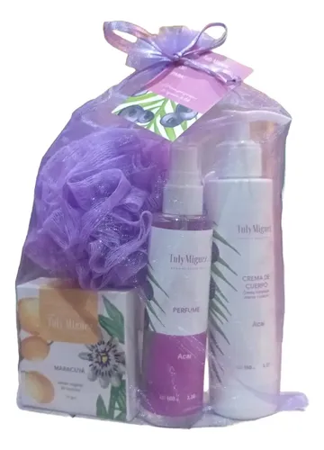 Kit Regalo Tuly Miguez Jabon Crema Corporal Perfume Acai