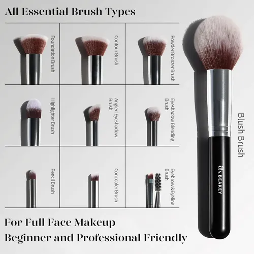 Set De Brochas De Maquillaje Beakey 13 Unidades Estuche Gris