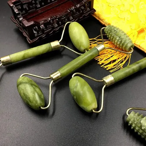 Rodillo Doble Jade Verde Masaje Facial Y Cuello