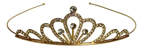 Corona Dorado Tiara Strass Ideal Fiesta Disfraz Etc X8 Unid